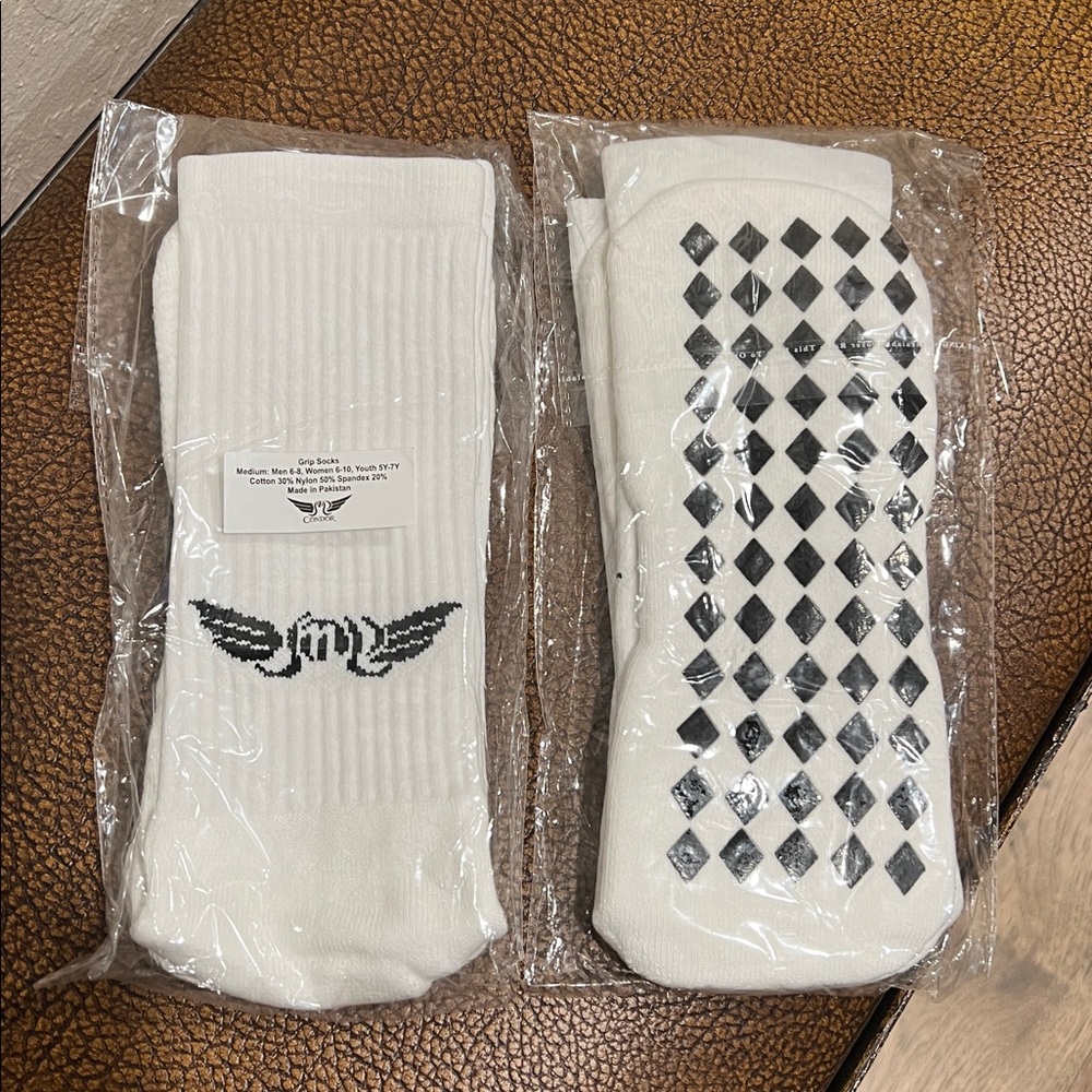 New Condor Sports Stretch Grip White Winged Logo Socks twin 2 pairs per order!